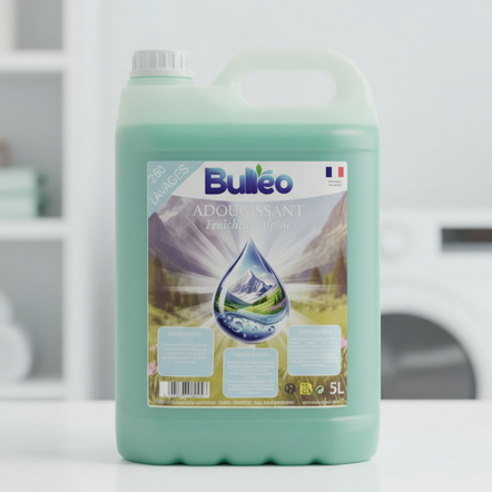 Adoucissant Bulléo Fraîcheur Alpine 5L – 250 Lavages, Douceur Linge | Livraison Nîmes, Marseille, Toulon, Nice