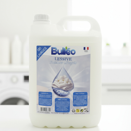 Lessive Musc Blanc Bulléo 5L – Parfum Raffiné, Efficacité Pro | Livraison Aubagne, Brignoles, Draguignan, Fréjus