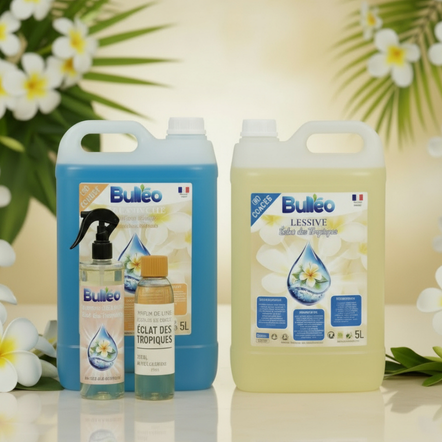 Pack Évasion – Lessive + Gel Douche + Parfum de Linge + Brume d’Intérieur