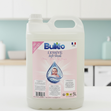 Lessive Bulléo Soft Touch – Lessive Peaux Sensibles Douce et Efficace pour Toute la Famille