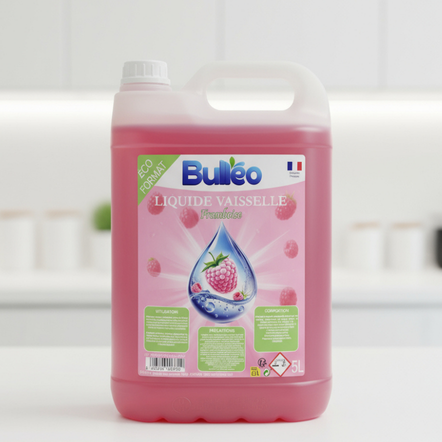 Liquide Vaisselle Bulléo Framboise – Concentré & Doux pour les Mains | Livraison Arles, Carpentras, Istres, Gardanne