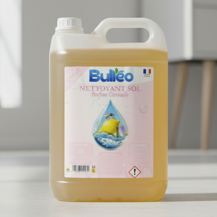 Bulléo Nettoyant Sol Citronnelle 5L – Ultra Concentré & Économique | Livraison Cagnes-sur-Mer, Grasse, Hyères, Six-Fours-les-Plages