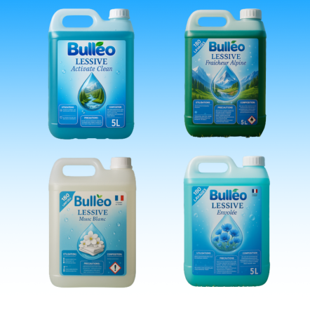 Pack Lessives : FraicheurAlpine, Envolée, Activate Clean et Musc Blanc